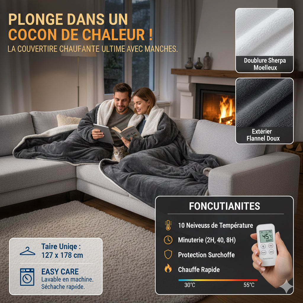 Couverture chauffante avec manche